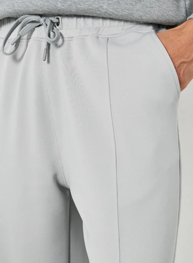 Styli Men Grey Pintuck Open Hem Relaxed Fit Joggers